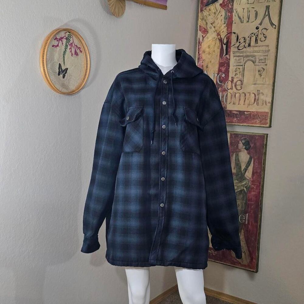 Navy and Black Plaid Dickies Workwear Fleece Lined Jacket